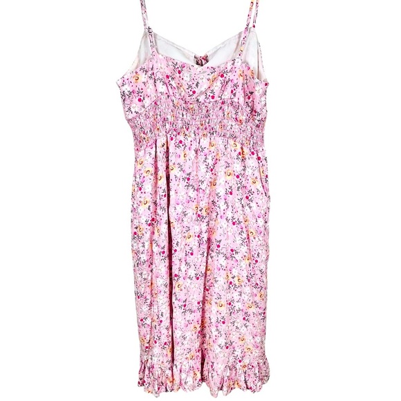 Tristan strappy floral mini dress, 12, smocked, ruffled skirt, pinks, Feminine - Picture 5 of 9